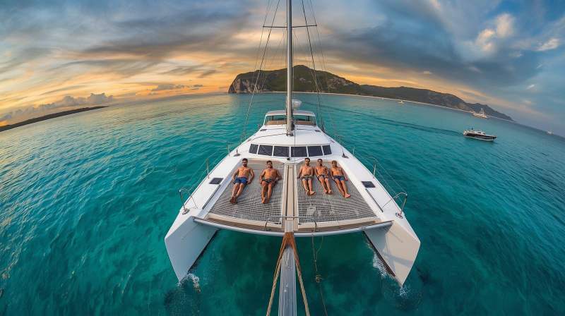 Wisatawan menikmati liburan mewah dengan sewa private yacht charter di perairan Bali