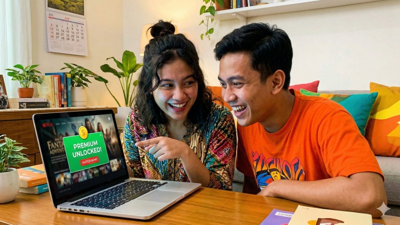 Menikmati akses konten premium dan episode terbaru bersama teman tanpa gangguan.