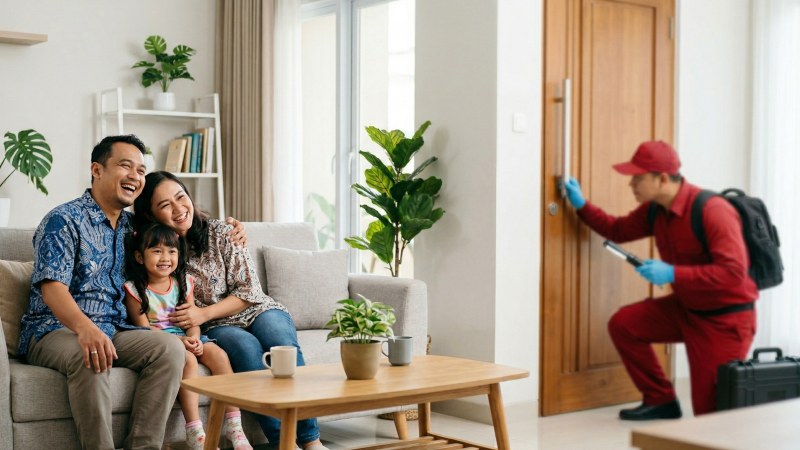 Keluarga Indonesia merasa tenang berkat perlindungan jasa pembasmi rayap yang aman untuk rumah.